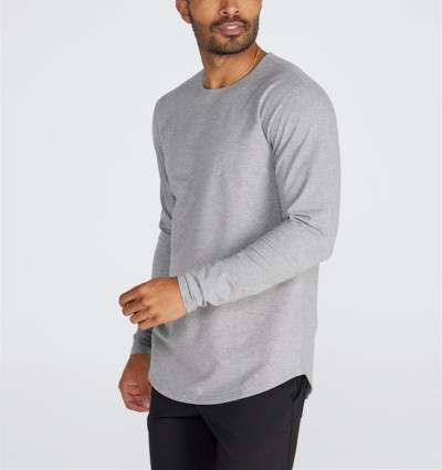 Long sleeve cotton shirts for men athleisure style sports tees