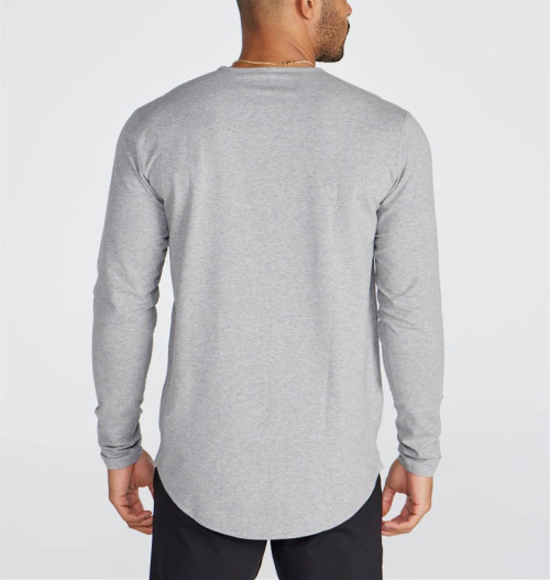 Long sleeve cotton shirts for men athleisure style sports tees