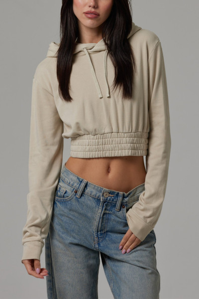 Cotton fleece cropped hoodies blank pullover sweatshirts with hood