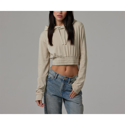 Cotton fleece cropped hoodies blank pullover sweatshirts with hood