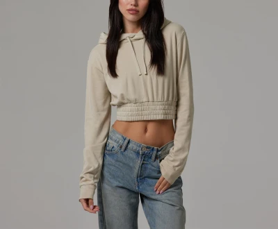 Cotton fleece cropped hoodies blank pullover sweatshirts with hood