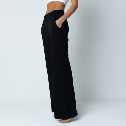 Women's medium waist french terry wide leg pants with side pockets flare pants