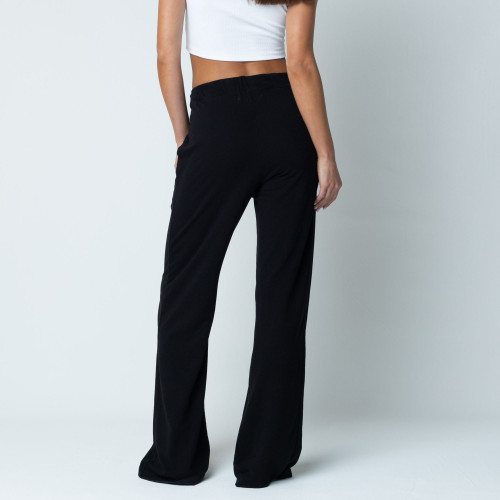 Women's medium waist french terry wide leg pants with side pockets flare pants