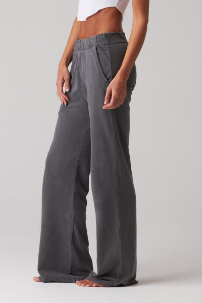 Women's medium waist french terry wide leg pants with side pockets flare pants