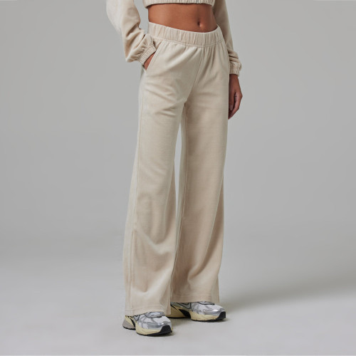 Elastic waist wide leg lounge pants for women cotton sweatpants