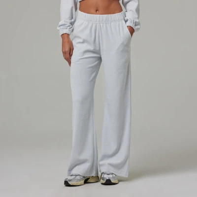 Elastic waist wide leg lounge pants for women cotton sweatpants