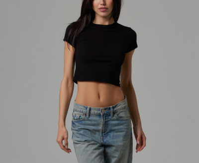 Women's lightweight crop top short sleeve baby tee