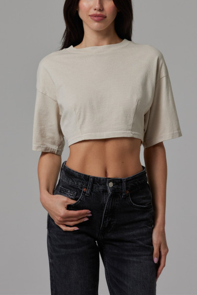 Women's short sleeve crew neck cropped t shirts oversized sports tee
