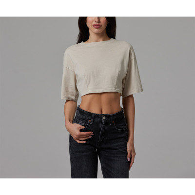 Women's short sleeve crew neck cropped t shirts oversized sports tee