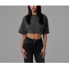 Women's short sleeve crew neck cropped t shirts oversized sports tee