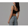 Women's low impact streetwear sports bra ribbed lounge crop top