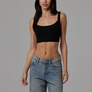 Women's low impact streetwear sports bra ribbed lounge crop top