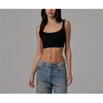 Women's low impact streetwear sports bra ribbed lounge crop top
