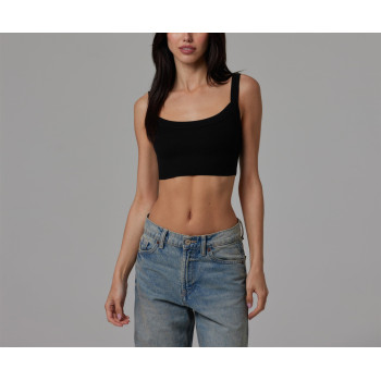 Women's low impact streetwear sports bra ribbed lounge crop top