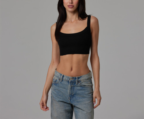 Women's low impact streetwear sports bra ribbed lounge crop top