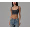 Women's low impact streetwear sports bra ribbed lounge crop top