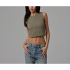 Crew neck fitted rib crop tank for women lightweight tank top