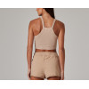 High neck halter crop tank rib stretchy fitted sleeveless top