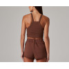 High neck halter crop tank rib stretchy fitted sleeveless top