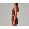 High neck halter crop tank rib stretchy fitted sleeveless top