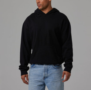 Men's basic style lightweight 100%cotton hoodies with kangaroo pockets