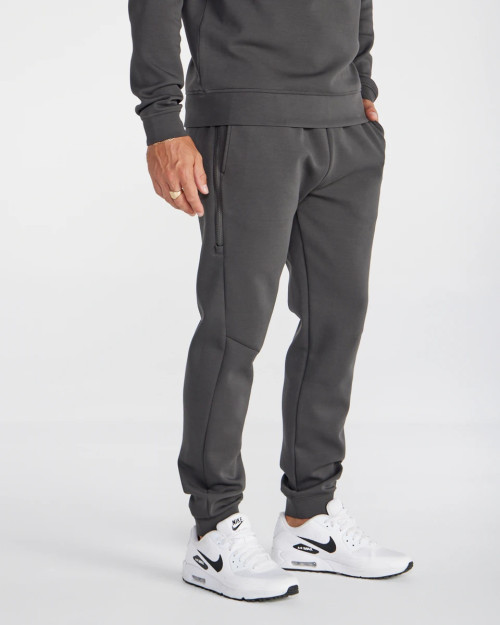 Elastic waist men's cotton joggers with zipper pockets