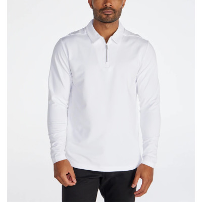 Quarter zip cotton polos for men long sleeve lightweight shirts