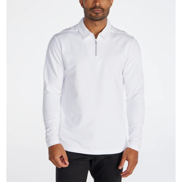 Quarter zip cotton polos for men long sleeve lightweight shirts