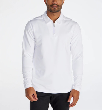 Quarter zip cotton polos for men long sleeve lightweight shirts