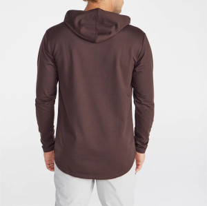 Men's hooded long sleeve shirts regular fit moisture wicking tees