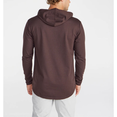 Men's hooded long sleeve shirts regular fit moisture wicking tees