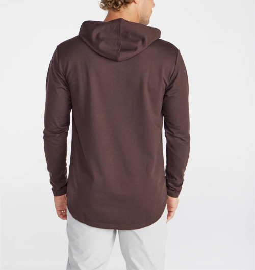 Men's hooded long sleeve shirts regular fit moisture wicking tees