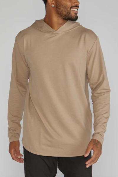 Men's hooded long sleeve shirts regular fit moisture wicking tees