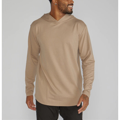 Men's hooded long sleeve shirts regular fit moisture wicking tees