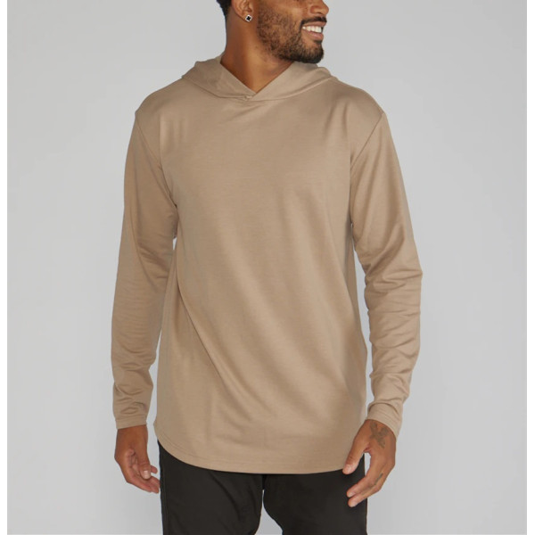 Men's hooded long sleeve shirts regular fit moisture wicking tees