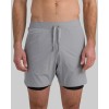 Men's 2 in 1 woven shorts with side pockets adjustable waist running shorts