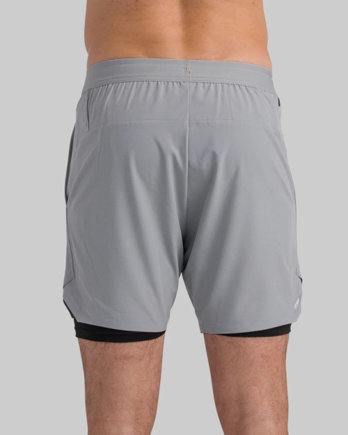 Men's 2 in 1 woven shorts with side pockets adjustable waist running shorts