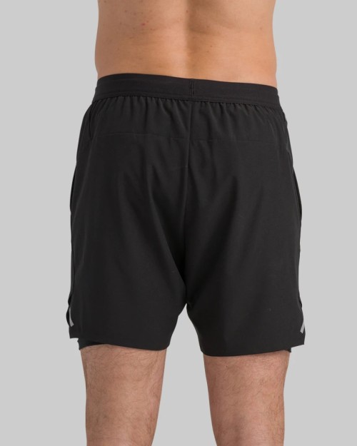 Men's 2 in 1 woven shorts with side pockets adjustable waist running shorts