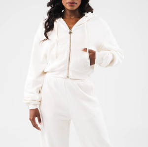 Cotton fleece zip hoodies for women high quality hooded jackets