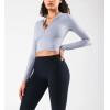 Long sleeve half zip t shirts buttery soft cropped tee