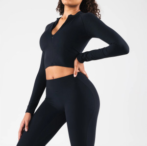 Long sleeve half zip t shirts buttery soft cropped tee