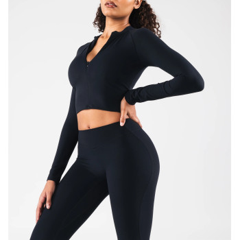 Long sleeve half zip t shirts buttery soft cropped tee