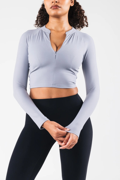 Long sleeve half zip t shirts buttery soft cropped tee