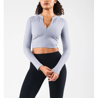 Long sleeve half zip t shirts buttery soft cropped tee