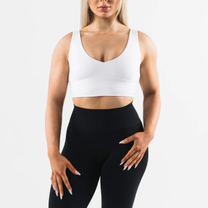 V neck hollow back sports bra with removable padding