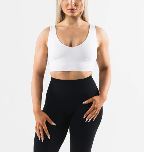 V neck hollow back sports bra with removable padding