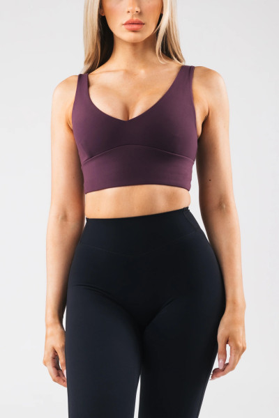 V neck hollow back sports bra with removable padding