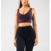 V neck hollow back sports bra with removable padding