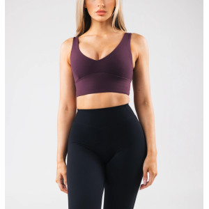 V neck hollow back sports bra with removable padding