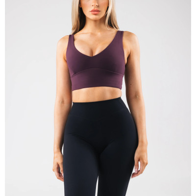 V neck hollow back sports bra with removable padding